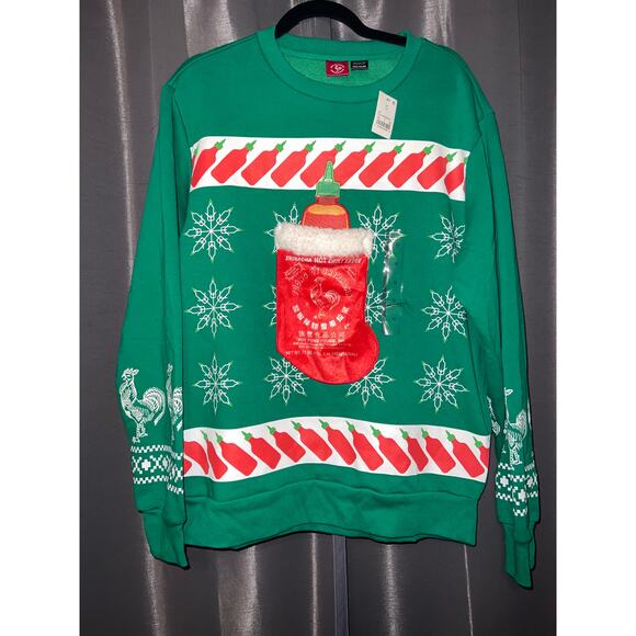 Ugly Christmas Sweater Xmas Size Medium Sriracha NWT - Picture 1 of 3
